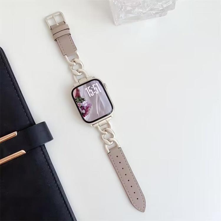 สายรัดนาฬิกาหนังผสมโลหะโซ่ผ้ายีนส์ xDfind สำหรับ Apple Watch ขนาด 42 / 44 / 45 / 46 / 49 มม., สำหรับ Apple Watch ขนาด 38 / 40 / 41 / S10 42 มม.