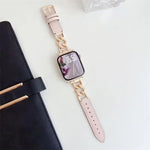 สายรัดนาฬิกาหนังผสมโลหะโซ่ผ้ายีนส์ xDfind สำหรับ Apple Watch ขนาด 42 / 44 / 45 / 46 / 49 มม., สำหรับ Apple Watch ขนาด 38 / 40 / 41 / S10 42 มม.