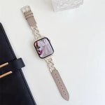 สายรัดนาฬิกาหนังผสมโลหะโซ่ผ้ายีนส์ xDfind สำหรับ Apple Watch ขนาด 42 / 44 / 45 / 46 / 49 มม., สำหรับ Apple Watch ขนาด 38 / 40 / 41 / S10 42 มม.