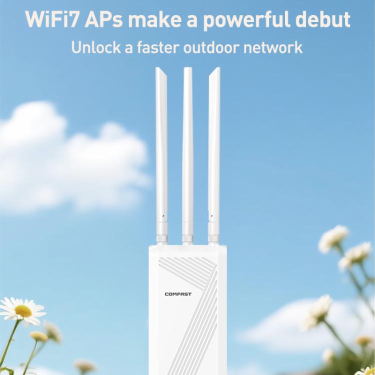 COMFAST CF-EW87 เราเตอร์ไร้สาย WiFi7 ความเร็ว 3600Mbps สองย่านความถี่ สำหรับใช้งานกลางแจ้ง ปลั๊ก AU, ปลั๊ก EU, ปลั๊ก US, ปลั๊ก UK