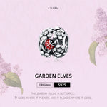 ลูกปัดเต่าทองเอลฟ์สวนเงินสเตอร์ลิง S925 อุปกรณ์สร้อยข้อมือสร้อยคอ DIY, Elves Ladybug