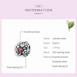 ลูกปัดเต่าทองเอลฟ์สวนเงินสเตอร์ลิง S925 อุปกรณ์สร้อยข้อมือสร้อยคอ DIY, Elves Ladybug