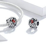 ลูกปัดเต่าทองเอลฟ์สวนเงินสเตอร์ลิง S925 อุปกรณ์สร้อยข้อมือสร้อยคอ DIY, Elves Ladybug