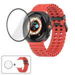 สายซิลิโคน Marine Double Buckle พร้อมฟิล์มโค้ง 3D สำหรับ Samsung Galaxy Watch Ultra 2025, สำหรับ Samsung Galaxy Watch Ultra 47mm