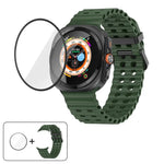 สายซิลิโคน Marine Double Buckle พร้อมฟิล์มโค้ง 3D สำหรับ Samsung Galaxy Watch Ultra 2025, สำหรับ Samsung Galaxy Watch Ultra 47mm