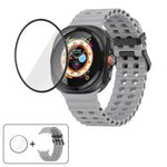 สายซิลิโคน Marine Double Buckle พร้อมฟิล์มโค้ง 3D สำหรับ Samsung Galaxy Watch Ultra 2025, สำหรับ Samsung Galaxy Watch Ultra 47mm