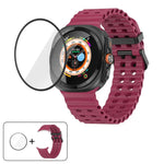 สายซิลิโคน Marine Double Buckle พร้อมฟิล์มโค้ง 3D สำหรับ Samsung Galaxy Watch Ultra 2025, สำหรับ Samsung Galaxy Watch Ultra 47mm