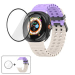 สายซิลิโคน Marine Double Buckle พร้อมฟิล์มโค้ง 3D สำหรับ Samsung Galaxy Watch Ultra 2025, สำหรับ Samsung Galaxy Watch Ultra 47mm