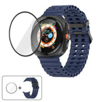 สายซิลิโคน Marine Double Buckle พร้อมฟิล์มโค้ง 3D สำหรับ Samsung Galaxy Watch Ultra 2025, สำหรับ Samsung Galaxy Watch Ultra 47mm