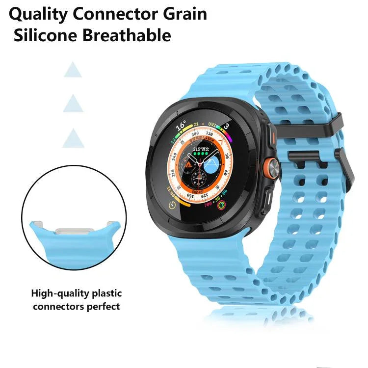 สายซิลิโคน Marine Double Buckle พร้อมฟิล์มโค้ง 3D สำหรับ Samsung Galaxy Watch Ultra 2025, สำหรับ Samsung Galaxy Watch Ultra 47mm