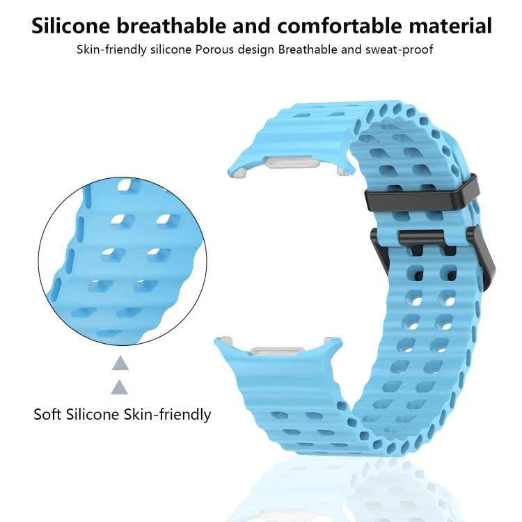 สายซิลิโคน Marine Double Buckle พร้อมฟิล์มโค้ง 3D สำหรับ Samsung Galaxy Watch Ultra 2025, สำหรับ Samsung Galaxy Watch Ultra 47mm