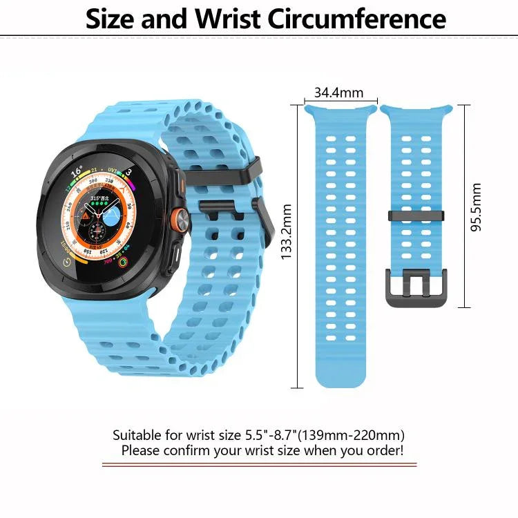 สายซิลิโคน Marine Double Buckle พร้อมฟิล์มโค้ง 3D สำหรับ Samsung Galaxy Watch Ultra 2025, สำหรับ Samsung Galaxy Watch Ultra 47mm