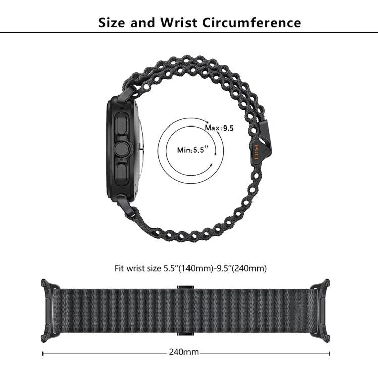 สายไนลอน Marine Loop พร้อมฟิล์มโค้ง 3D สำหรับ Samsung Galaxy Watch Ultra 2025, สำหรับ Samsung Galaxy Watch Ultra 47mm