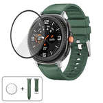 สายหนังซิลิโคนพร้อมฟิล์มโค้ง 3D สำหรับ Samsung Galaxy Watch8 Classic 46mm, สำหรับ Samsung Galaxy Watch8 44mm, สำหรับ Samsung Galaxy Watch8 40mm