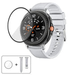 สายหนังซิลิโคนพร้อมฟิล์มโค้ง 3D สำหรับ Samsung Galaxy Watch8 Classic 46mm, สำหรับ Samsung Galaxy Watch8 44mm, สำหรับ Samsung Galaxy Watch8 40mm