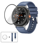 สายหนังซิลิโคนพร้อมฟิล์มโค้ง 3D สำหรับ Samsung Galaxy Watch8 Classic 46mm, สำหรับ Samsung Galaxy Watch8 44mm, สำหรับ Samsung Galaxy Watch8 40mm