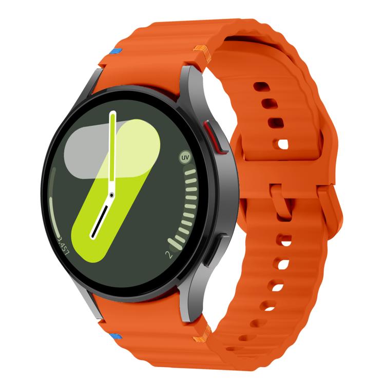 สายซิลิโคนเย็บลายคลื่นพร้อมฟิล์มโค้ง 3D สำหรับ Samsung Galaxy Watch5 Pro 45mm, สำหรับ Samsung Galaxy Watch5 40mm, สำหรับ Samsung Galaxy Watch4 44mm, สำหรับ Samsung Galaxy Watch4 40mm