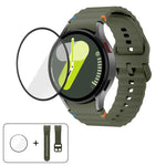 สายซิลิโคนเย็บลายคลื่นพร้อมฟิล์มโค้ง 3D สำหรับ Samsung Galaxy Watch5 Pro 45mm, สำหรับ Samsung Galaxy Watch5 40mm, สำหรับ Samsung Galaxy Watch4 44mm, สำหรับ Samsung Galaxy Watch4 40mm