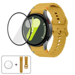 สายซิลิโคนเย็บลายคลื่นพร้อมฟิล์มโค้ง 3D สำหรับ Samsung Galaxy Watch4 Active 40mm, สำหรับ Samsung Galaxy Watch4 Active 44mm