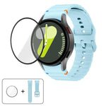 สายซิลิโคนเย็บลายคลื่นพร้อมฟิล์มโค้ง 3D สำหรับ Samsung Galaxy Watch4 Active 40mm, สำหรับ Samsung Galaxy Watch4 Active 44mm