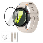 สายซิลิโคนเย็บลายคลื่นพร้อมฟิล์มโค้ง 3D สำหรับ Samsung Galaxy Watch4 Active 40mm, สำหรับ Samsung Galaxy Watch4 Active 44mm