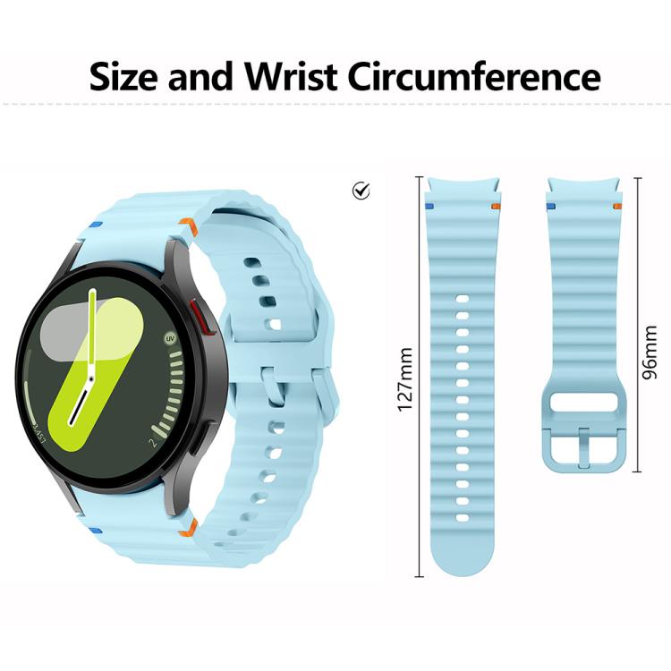 สายซิลิโคนเย็บลายคลื่นพร้อมฟิล์มโค้ง 3D สำหรับ Samsung Galaxy Watch5 Pro 45mm, สำหรับ Samsung Galaxy Watch5 40mm, สำหรับ Samsung Galaxy Watch4 44mm, สำหรับ Samsung Galaxy Watch4 40mm