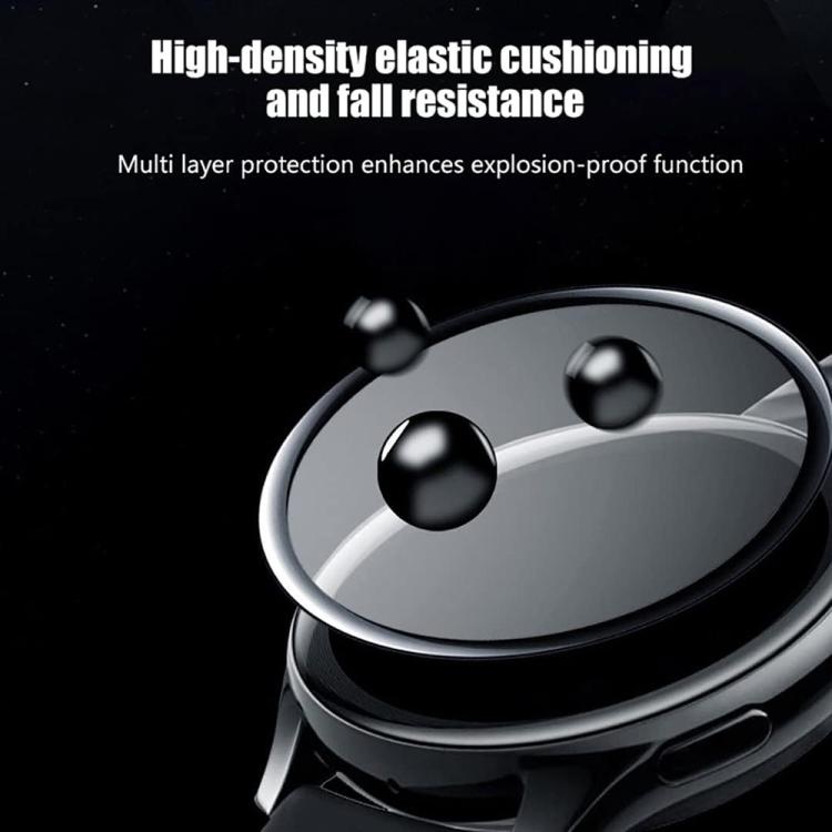 สายซิลิโคนเย็บลายคลื่นพร้อมฟิล์มโค้ง 3D สำหรับ Samsung Galaxy Watch5 Pro 45mm, สำหรับ Samsung Galaxy Watch5 40mm, สำหรับ Samsung Galaxy Watch4 44mm, สำหรับ Samsung Galaxy Watch4 40mm