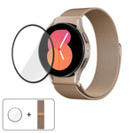 สายรัดนาฬิกาเหล็กสแตนเลสแม่เหล็กมิลานีสพร้อมฟิล์มโค้ง 3D สำหรับ Samsung Galaxy Watch FE 40mm, สำหรับ Samsung Galaxy Watch7 44mm, สำหรับ Samsung Galaxy Watch7 40mm, สำหรับ Samsung Galaxy Watch6 Classic 47mm, สำหรับ Samsung Galaxy Watch6 44mm