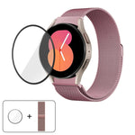 สายรัดนาฬิกาเหล็กสแตนเลสแม่เหล็กมิลานีสพร้อมฟิล์มโค้ง 3D สำหรับ Samsung Galaxy Watch FE 40mm, สำหรับ Samsung Galaxy Watch7 44mm, สำหรับ Samsung Galaxy Watch7 40mm, สำหรับ Samsung Galaxy Watch6 Classic 47mm, สำหรับ Samsung Galaxy Watch6 44mm