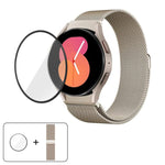 สายรัดนาฬิกาเหล็กสแตนเลสแม่เหล็กมิลานีสพร้อมฟิล์มโค้ง 3D สำหรับ Samsung Galaxy Watch6 Classic 43mm, สำหรับ Samsung Galaxy Watch5 44mm, สำหรับ Samsung Galaxy Watch5 Pro 45mm, สำหรับ Samsung Galaxy Watch5 40mm, สำหรับ Samsung Galaxy Watch4 44mm