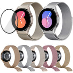 สายรัดนาฬิกาเหล็กสแตนเลสแม่เหล็กมิลานีสพร้อมฟิล์มโค้ง 3D สำหรับ Samsung Galaxy Watch FE 40mm, สำหรับ Samsung Galaxy Watch7 44mm, สำหรับ Samsung Galaxy Watch7 40mm, สำหรับ Samsung Galaxy Watch6 Classic 47mm, สำหรับ Samsung Galaxy Watch6 44mm