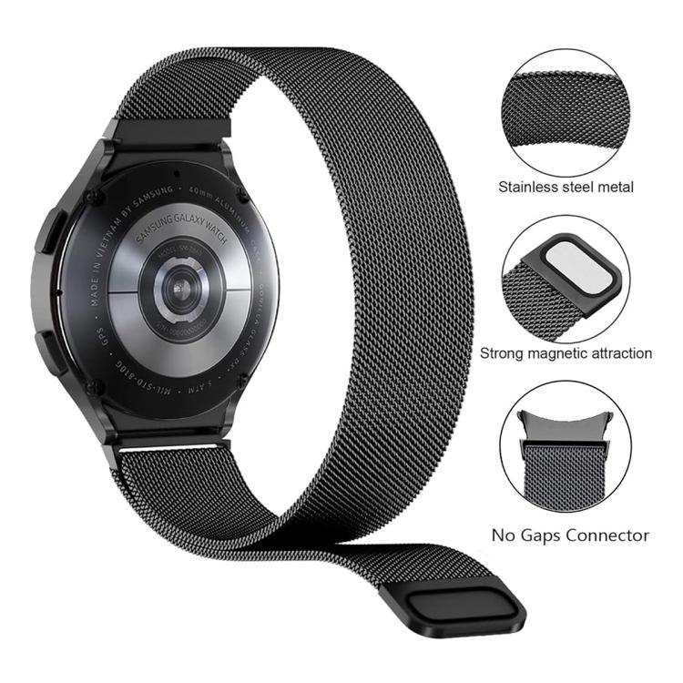 สายรัดนาฬิกาเหล็กสแตนเลสแม่เหล็กมิลานีสพร้อมฟิล์มโค้ง 3D สำหรับ Samsung Galaxy Watch6 Classic 43mm, สำหรับ Samsung Galaxy Watch5 44mm, สำหรับ Samsung Galaxy Watch5 Pro 45mm, สำหรับ Samsung Galaxy Watch5 40mm, สำหรับ Samsung Galaxy Watch4 44mm
