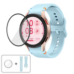 สายซิลิโคนเย็บลายเรียบพร้อมฟิล์มโค้ง 3D, สำหรับ Samsung Galaxy Watch FE 40mm, สำหรับ Samsung Galaxy Watch7 44mm, สำหรับ Samsung Galaxy Watch7 40mm, สำหรับ Samsung Galaxy Watch6 Classic 47mm