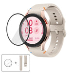 สายซิลิโคนเย็บลายเรียบพร้อมฟิล์มโค้ง 3D, สำหรับ Samsung Galaxy Watch FE 40mm, สำหรับ Samsung Galaxy Watch7 44mm, สำหรับ Samsung Galaxy Watch7 40mm, สำหรับ Samsung Galaxy Watch6 Classic 47mm