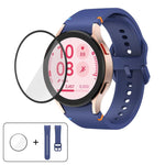 สายซิลิโคนเย็บลายเรียบพร้อมฟิล์มโค้ง 3D, สำหรับ Samsung Galaxy Watch FE 40mm, สำหรับ Samsung Galaxy Watch7 44mm, สำหรับ Samsung Galaxy Watch7 40mm, สำหรับ Samsung Galaxy Watch6 Classic 47mm