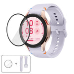 สายซิลิโคนเย็บลายเรียบพร้อมฟิล์มโค้ง 3D, สำหรับ Samsung Galaxy Watch6 44mm, สำหรับ Samsung Galaxy Watch6 40mm, สำหรับ Samsung Galaxy Watch6 Classic 43mm, สำหรับ Samsung Galaxy Watch5 44mm