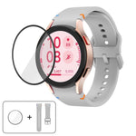 สายซิลิโคนเย็บเรียบพร้อมฟิล์มโค้ง 3D สำหรับ Samsung Galaxy Watch4 Classic 46mm, สำหรับ Samsung Galaxy Watch4 Classic 42mm, สำหรับ Samsung Galaxy Watch5 Active 40mm, สำหรับ Samsung Galaxy Watch5 Active 44mm
