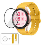 สายซิลิโคนเย็บเรียบพร้อมฟิล์มโค้ง 3D สำหรับ Samsung Galaxy Watch4 Classic 46mm, สำหรับ Samsung Galaxy Watch4 Classic 42mm, สำหรับ Samsung Galaxy Watch5 Active 40mm, สำหรับ Samsung Galaxy Watch5 Active 44mm