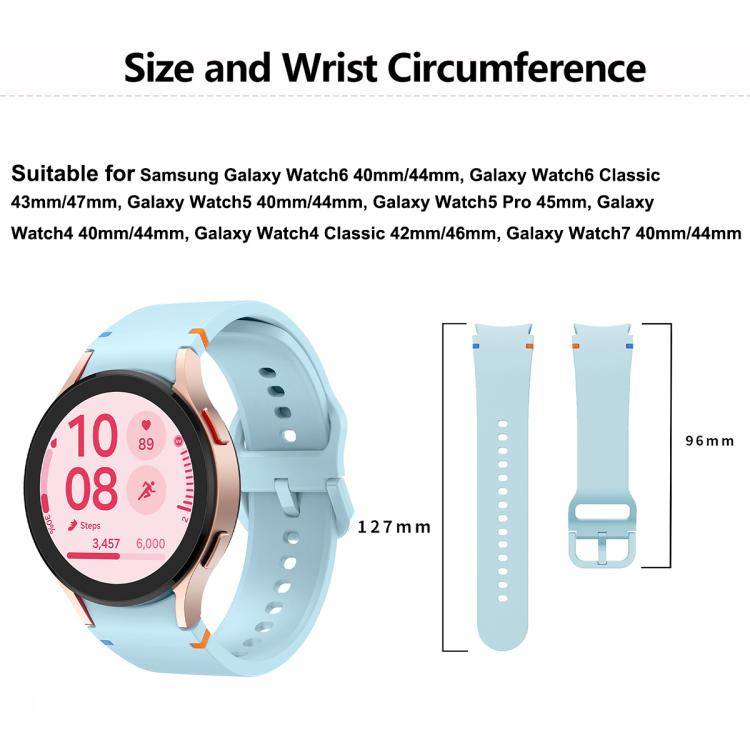 สายซิลิโคนเย็บลายเรียบพร้อมฟิล์มโค้ง 3D, สำหรับ Samsung Galaxy Watch6 44mm, สำหรับ Samsung Galaxy Watch6 40mm, สำหรับ Samsung Galaxy Watch6 Classic 43mm, สำหรับ Samsung Galaxy Watch5 44mm