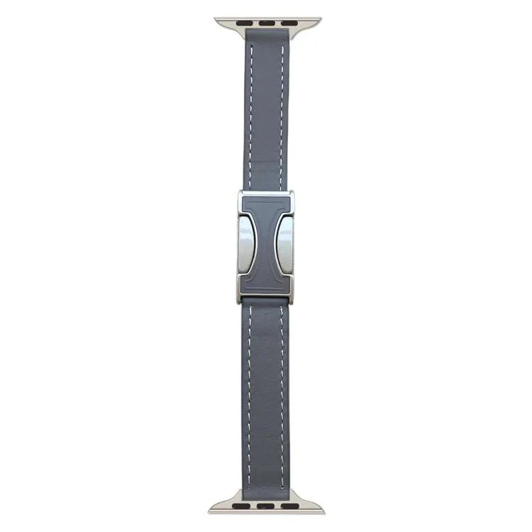 สายรัดนาฬิกาหนังแท้เรียบขนาด 14 มม. หัวเข็มขัดแม่เหล็ก สำหรับ Apple Watch ขนาด 46 มม. / 49 มม. / 45 มม. / 44 มม., สำหรับ Apple Watch ขนาด 42 มม. / 41 มม. / 40 มม. / 38 มม.