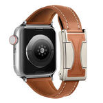 สายรัดนาฬิกาหนังแท้เรียบเอวเล็กหัวเข็มขัดแม่เหล็ก สำหรับ Apple Watch ขนาด 46 มม. / 49 มม. / 45 มม. / 44 มม., สำหรับ Apple Watch ขนาด 42 มม. / 41 มม. / 40 มม. / 38 มม.