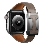 สายรัดนาฬิกาหนังแท้เรียบเอวเล็กหัวเข็มขัดแม่เหล็ก สำหรับ Apple Watch ขนาด 46 มม. / 49 มม. / 45 มม. / 44 มม., สำหรับ Apple Watch ขนาด 42 มม. / 41 มม. / 40 มม. / 38 มม.