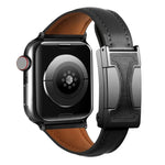 สายรัดนาฬิกาหนังแท้เรียบเอวเล็กหัวเข็มขัดแม่เหล็ก สำหรับ Apple Watch ขนาด 46 มม. / 49 มม. / 45 มม. / 44 มม., สำหรับ Apple Watch ขนาด 42 มม. / 41 มม. / 40 มม. / 38 มม.