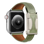 สายรัดนาฬิกาหนังแท้เรียบเอวเล็กหัวเข็มขัดแม่เหล็ก สำหรับ Apple Watch ขนาด 46 มม. / 49 มม. / 45 มม. / 44 มม., สำหรับ Apple Watch ขนาด 42 มม. / 41 มม. / 40 มม. / 38 มม.