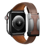 สายรัดนาฬิกาหนังแท้เรียบเอวเล็กหัวเข็มขัดแม่เหล็ก สำหรับ Apple Watch ขนาด 46 มม. / 49 มม. / 45 มม. / 44 มม., สำหรับ Apple Watch ขนาด 42 มม. / 41 มม. / 40 มม. / 38 มม.