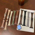 สายรัดนาฬิกาหนังแท้เรียบเอวเล็กหัวเข็มขัดแม่เหล็ก สำหรับ Apple Watch ขนาด 46 มม. / 49 มม. / 45 มม. / 44 มม., สำหรับ Apple Watch ขนาด 42 มม. / 41 มม. / 40 มม. / 38 มม.