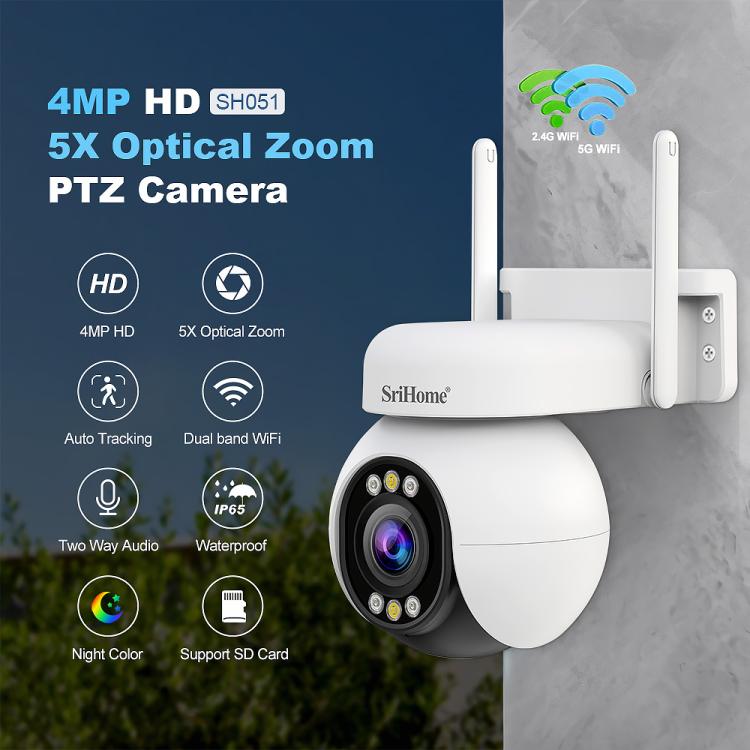 Srihome SH051 กล้อง PTZ ความละเอียด 4MP ซูมออปติคอล 5 เท่า HD, SH051