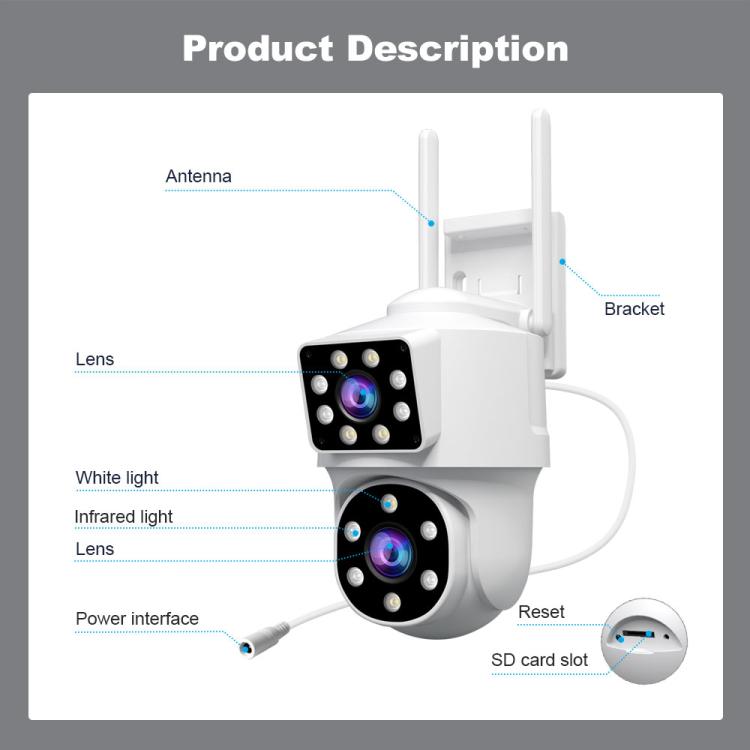 Srihome SH063 กล้องวงจรปิดพาโนรามาความละเอียด 4MP เลนส์คู่ HD, SH063