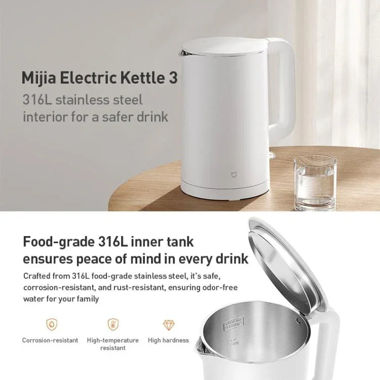 กาต้มน้ำไฟฟ้า Xiaomi Mijia 1.7 ลิตร 1800W รุ่น 3 ปลั๊ก CN, กาต้มน้ำไฟฟ้า รุ่น 3