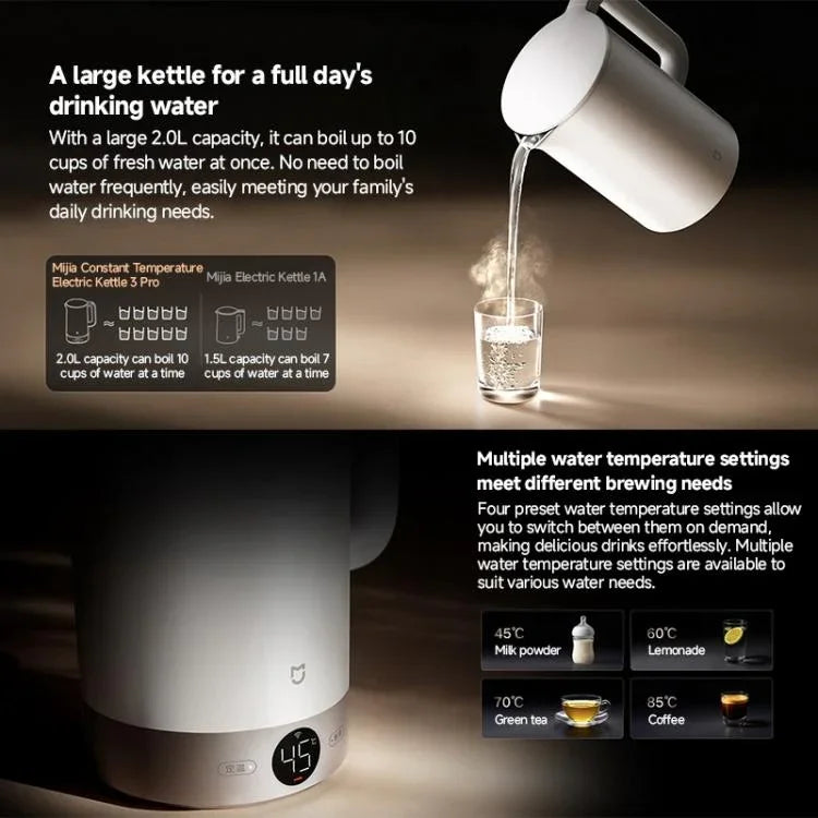 กาต้มน้ำไฟฟ้าอุณหภูมิคงที่ Xiaomi Mijia 2.0L 1800W 3 Pro ของแท้ ปลั๊ก CN